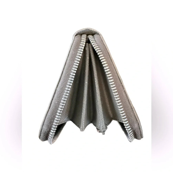 PRADA Gray Saffiano Leather Logo Embossed Zip-Around Long Wallet - Picture 7 of 13